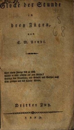 Die Glocke der Stunde : in drey Zügen, 3. (1813). - S. [47]-86