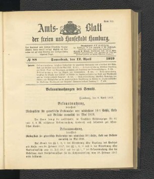 No.88, Sonnabend, den 12. April 1919