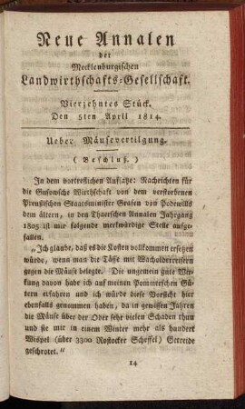 Vierzehntes Stück. Den 5ten April 1814.