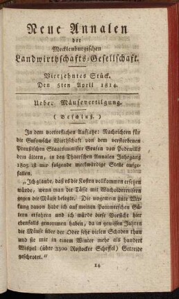 Vierzehntes Stück. Den 5ten April 1814.