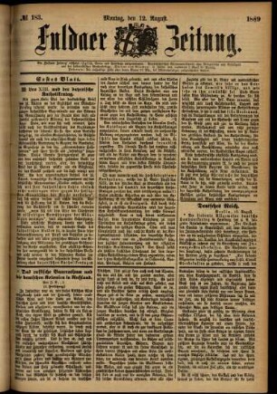 Erste Ausgabe vom Montag, den 12. August 1889.