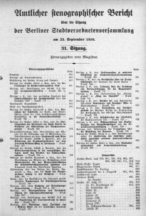 Sitzung 31, 23. September 1926