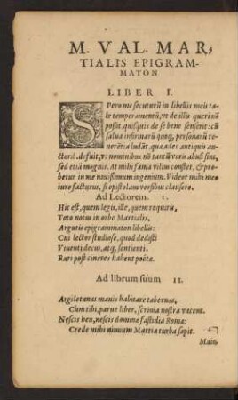 M. Val. Martialis Epigrammaton Liber I.
