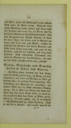 Sitten, Gebräuche und Gewohnheiten in Athen und Sparta
