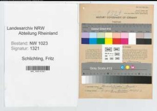Entnazifizierung Fritz Schlichting , geb. 22.05.1889 (Angestellter)