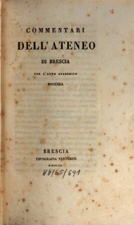 Commentari dell'Ateneo di Brescia. 1851