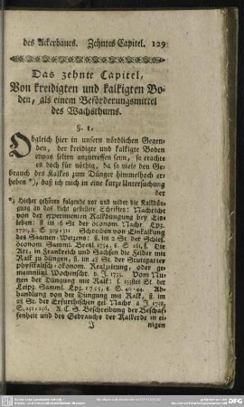 Das zehnte Capitel, Von kreidigten und kalkigten Boden, als einem Beförderungsmittel des Wachsthums