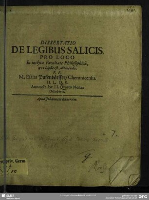 Dissertatio de legibus salicis