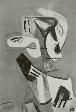 Figuration : Kinder, Hans: Figuration (Cellospieler?). 1980. Tempera und Kohle auf Zeichenkarton; 65,3 x 45 cm. Privatbesitz, BAE 140