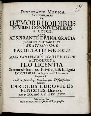 Disputatio Medica Inauguralis De Haemorrhoidibus Nimium Conniventibus Et Coecis