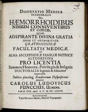 Disputatio Medica Inauguralis De Haemorrhoidibus Nimium Conniventibus Et Coecis