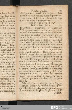Meditatio Tertia. De Christo nascente.