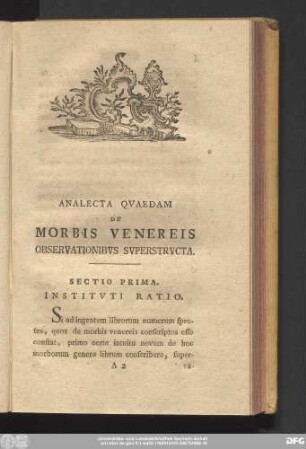 Analecta Quaedam De Morbis Venereis Observationibus Superstructa.