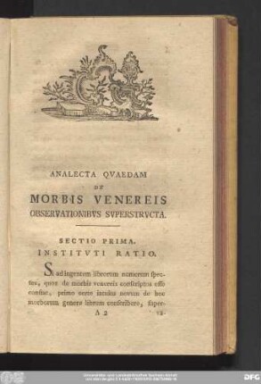 Analecta Quaedam De Morbis Venereis Observationibus Superstructa.