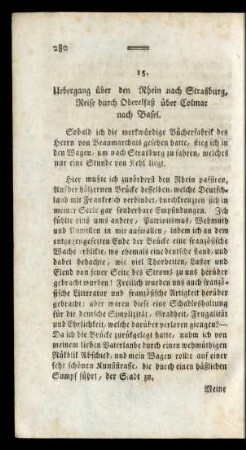 15. Uebergang über den Rhein nach Straßburg, Reise durch Oberelsaß über Colmar nach Basel