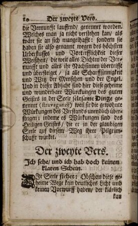 Der zweyte Vers. Ich sehe/ und ich hab doch keinen klaren Schein.