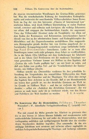 506-509 [Rezension] Filthaut, Theodor, Die Kontroverse über die Mysterienlehre