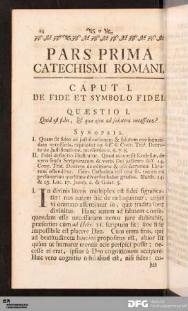 Pars Prima Catechismi Romani.