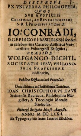 Discvrsvs Ex Vniversa Philosophia