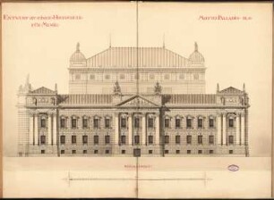 Hochschule für Musik, Berlin Schinkelwettbewerb 1890: Ansicht Seitenfront 1:100