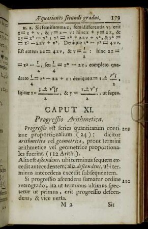 Caput XI. Progressio Arithmetica.