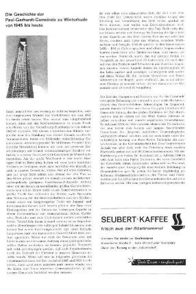 Die Geschichte der Paul-Gerhardt-Gemeinde zu Winterhude von 1945 bis heute