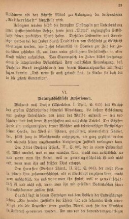VI. Naturgeschichtliche Aphorismen