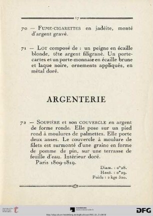 Argenterie (Nr.72-116)