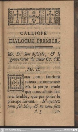 Calliope. Dialogue Premier