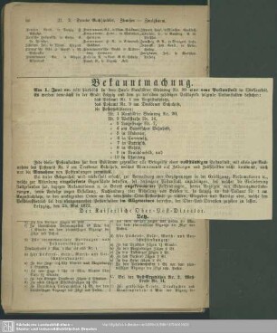 III. Abschnitt. Postverkehr im Allgemeinen, Posten und Eisenbahnzüge (nebst Brief-Porto-Tarif), ...