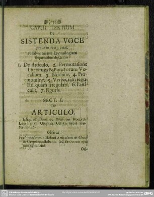 Caput Tertium De Sistenda Voce