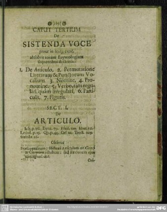 Caput Tertium De Sistenda Voce