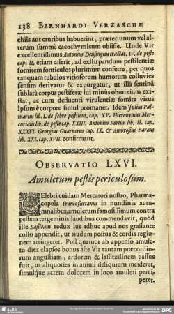 Observatio LXVI. Amuletum pestis periculosum