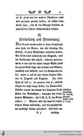 II. Die Eintheilung und Benennung.