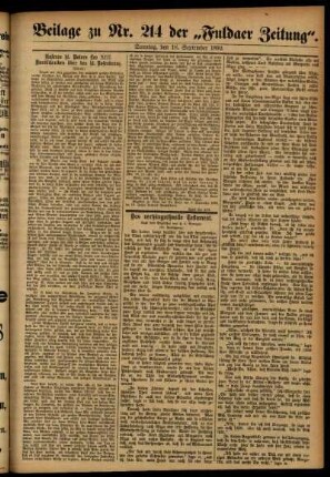 Zweite Ausgabe vom Sonntag, den 18. September 1892.