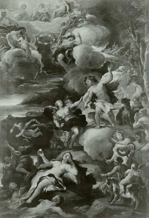 Bacchus läßt sich auf einer Wolke zur verlassenen Ariadne herab