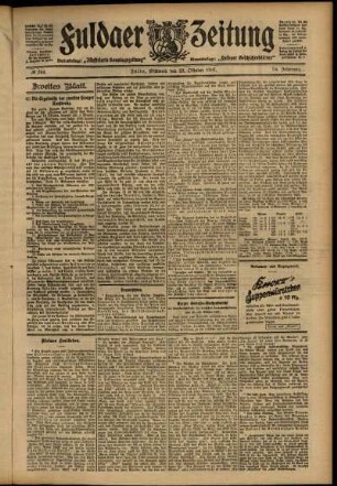 Zweite Ausgabe vom Mittwoch, den 23. Oktober 1907.