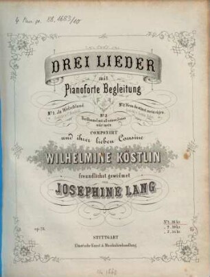 Drei Lieder mit Pianoforte-Begleitung : op. 23