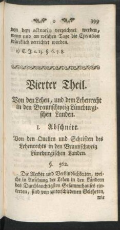 Vierter Theil. Von den Lehen, und dem Lehenrecht in den Braunschweig Lüneburgischen Landen