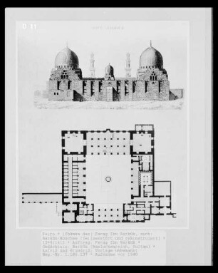 Kairo, Barkük-Moschee, Aufriss und Grundriss