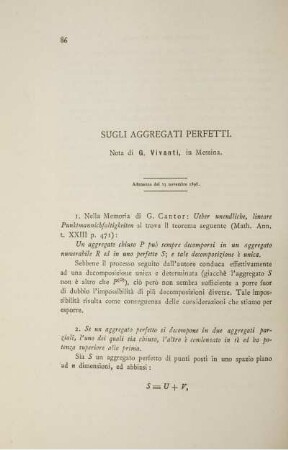 Sugli aggregati perfetti.