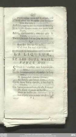 La Liquer, Et Les Deux Vases. Fable XVIII.