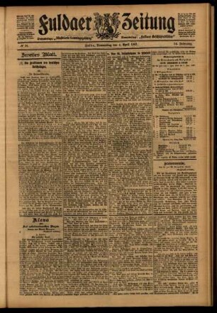 Zweite Ausgabe vom Donnerstag, den 04. April 1907.