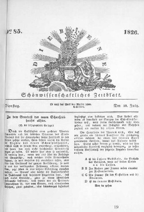 Schönwissenschaftliches Zeitblatt. No. 85. 1826.