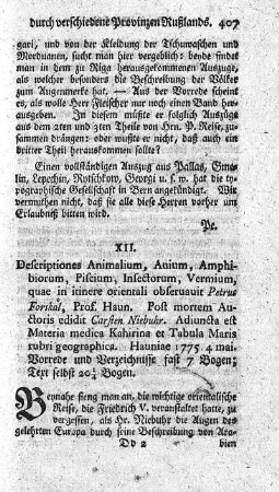 Descriptiones animalium, avium, amphibiorum, piscium, insectorum, vermium.