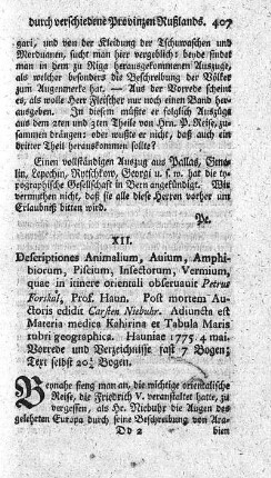 Descriptiones animalium, avium, amphibiorum, piscium, insectorum, vermium.