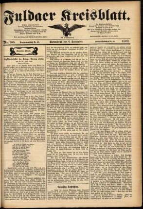 Zweite Ausgabe vom Samstag, den 06. September 1902.