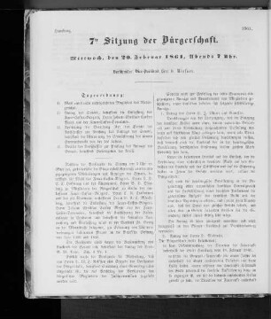 7te Sitzung der Bürgerschaft