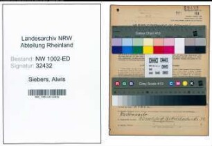Entnazifizierung Alwis Siebers, geb. 26.02.1900 (Studienraetin)