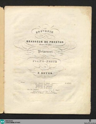 Souvenir du Brasseur de Preston : Potpourri pour le Piano-Forte